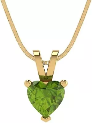 Solid 14K Yellow Gold Natural Peridot Solitaire Pendant Jewelry Without Chain - Image 1 of 4