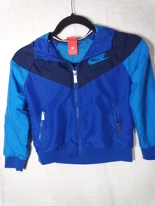 Nike Youth Boy's Size 7 Blue Full Zip Hoodie Hooded Jacket Wind Breaker - Picture 1 of 9