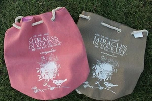 18" Canvas MIRACLES IN YOUR LIFE Rope Tote Sling Drawstring Backpack Lined NEW - Picture 1 of 10