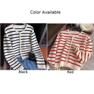 Womens Everyday Fashionable Striped Cardi with Comfortable Fit and Style - Picture 1 of 25