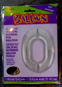 34" Giant Foil Silver Number 0 Balloon Helium Birthday Party Graduation New - Picture 1 of 4