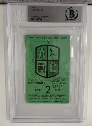 1971 Atlanta Golf Classic Jack Nicklaus Signed Ticket (Beckett Cert)  (1) Cover