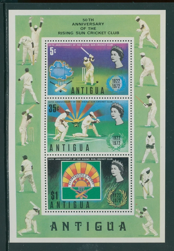 Antigua Scott #299a MNH S/S Rising Sun Cricket Club ANN CV$5+ - Image 1 of 1