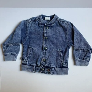 Vintage Made in USA Little Levi’s Acid-Washed Denim Bomber Jacket Size 5 - Picture 1 of 6