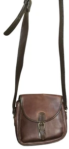 Vintage braune Leder Umhängetasche mit verstellbarem Riemen & Schnallendetail - Bild 1 von 6