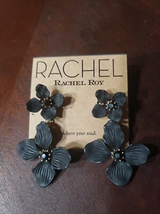 NEU MIT ETIKETT RACHEL ROY DAMEN BLUME & STEIN OHRHÄNGER SCHWARZ $ 32 - Bild 1 von 3