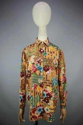 KENZO JUNGLE Francia Mujer Floral Seda Abotonada Camisa Blusa Diseñadores Talla S Foto 1 de 4