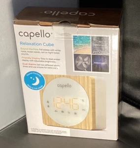 Capello Sound Machine mit Dual Alarms Relaxation Cube - Weiß/Holz - Brandneu - Bild 1 von 1