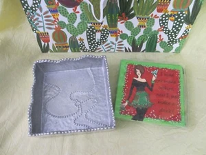 cocktail napkins 5" square MARIPOSA beaded ball edge HOLDER hammered silver tone - Picture 1 of 6