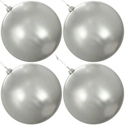 4 - 11IN LARGE SHINY SILVER CHRISTMAS BALL ORNAMENTS SHATTERPROOF PLASTIC 280MM - Image 1 of 4