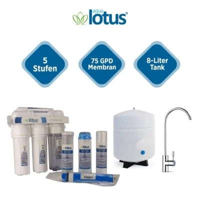 5 Stufige Umkehrosmose Osmose Osmoseanlage 75GPD Wasserfilter 3,2G Ecoplus - Bild 1 von 4