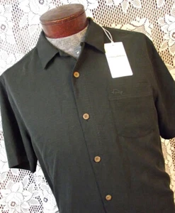 NUEVO ETIQUETAS Tommy Bahama Para Hombres Camisa Hawaiana Coastal Breeze Check Negro Med - Imagen 1 de 7