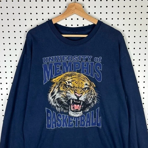 University Memphis Tigers Basketball Long Sleeve T Shirt Vintage 90s Size Medium Cover