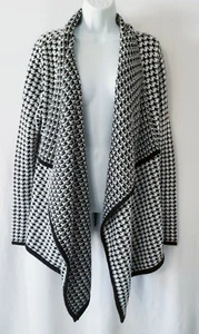 Everly Houndstooth Waterfall Style Black White Open Cardigan Size Small - Bild 1 von 4