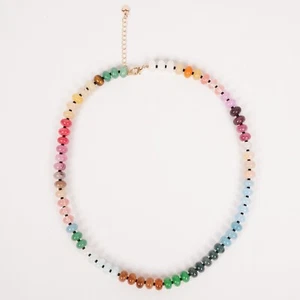 Collar de piedra simética con cuentas con langosta chapada en oro y cadena de extensión - Imagen 1 de 5