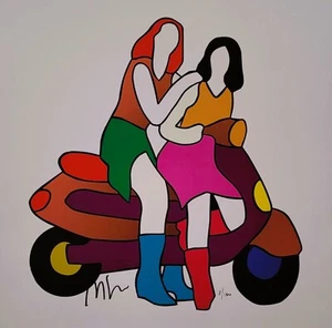 Marco Lodola Screnprint on paper Amiche in vespa - Foto 1 di 2
