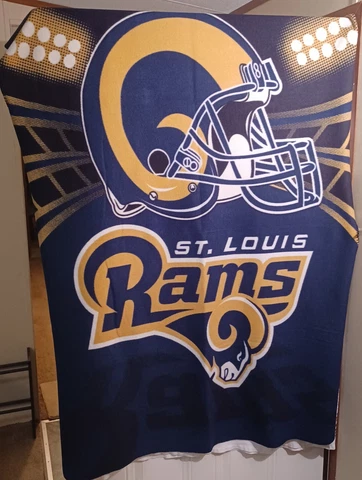 St. Louis NFL RAMS Throw Blanket Fleece 42x60 Pre Owned Blue Gold Cover
