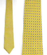 Jones New York Yellow Geometric Foulard Pattern SIlk Necktie Tie - Made in USA