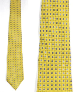 Jones New York Yellow Geometric Foulard Pattern SIlk Necktie Tie - Made in USA - Picture 1 of 4