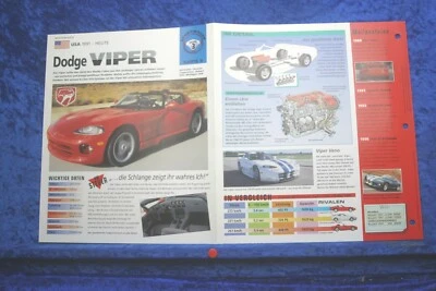 Dodge Viper (#34) Carta Da Collezione Dati Info Immagini - Fascino Auto Da Sogno - Immagine 1 di 2