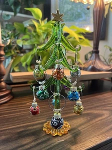 Pier 1 Imports Glass Christmas Tree Wine Charm Set Includes Original Box - Picture 1 of 8