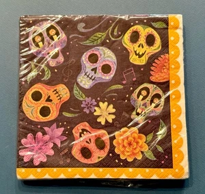 Halloween Day of the Dead Paper Beverage Cocktail Napkins – 16 Count - Picture 1 of 2