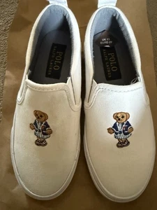 Polo Ralph Lauren Size 11 Junior Kids White Shoes Worn Once - Picture 1 of 5