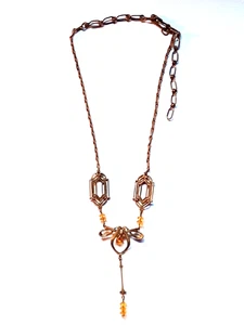 Vintage Art Deco Topas Strass Filigran Halskette - Bild 1 von 9