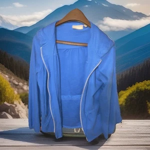 Craft&barrow Light Blue Vintage Zip Up Hoodie Women Large - Picture 1 of 5