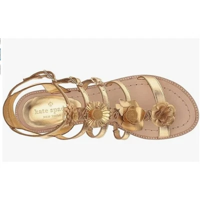 Sandalias de Gladiador Kate Spade New York Sadia Doradas Metálicas Florales Para Mujer 5M NUEVAS Foto 1 de 4