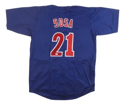 Sammy Sosa Chicago Signed Blue Baseball Jersey JSA - Image 1 of 2