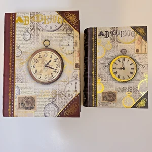 2 Punch Studio Pocket Watch Faux Book Storage Keepsake Boxes - Picture 1 of 6