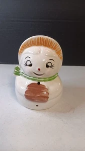 Cubierta de vela de muñeco de nieve de cerámica vintage de los años 50 invierno vacaciones de Navidad - Imagen 1 de 6
