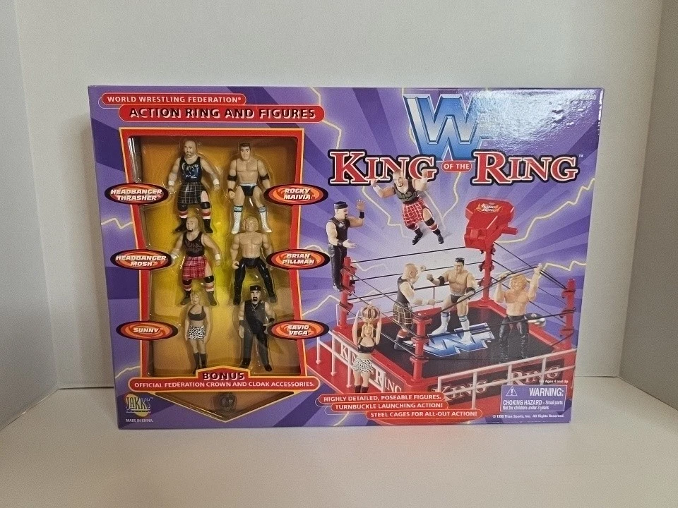 WWF King of the Ring Action Ring with 6 Mini Figures Jakks Pacific Rock Sunny - Image 1 of 4