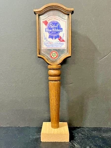 Pabst Blue Ribbon Beer 11.25" Tap Handle - Plastic Faux Wood on Display Base - Picture 1 of 5