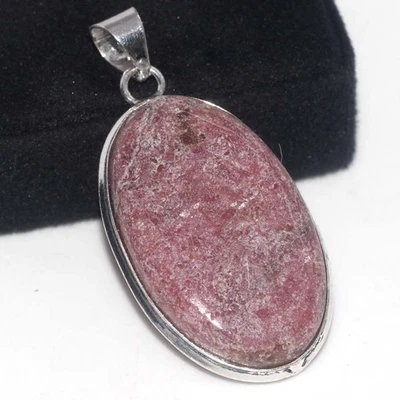 Pink Thulite 925 Silver Plated Handmade Pendant 2" Superb Jewelry JW - Image 1 of 3