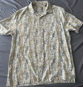 Margaritaville Men’s Medium SS Button Up Silk/Linen Shirt Aztec Southwestern - Picture 1 of 18