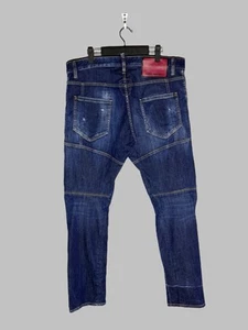 Dsquared2 Tidy Biker Jean Size 52 Distressed Denim Made in Romania Vintage Vibes - Picture 1 of 23