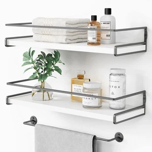 Forbena White Floating Shelves for Bathroom Organizer Over Toilet Bathroom - Picture 1 of 7