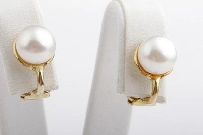Süßwasser Perlen Clip Stecker Ohrringe in aus 333 Gelbgold 8 Kt # - Bild 1 von 4