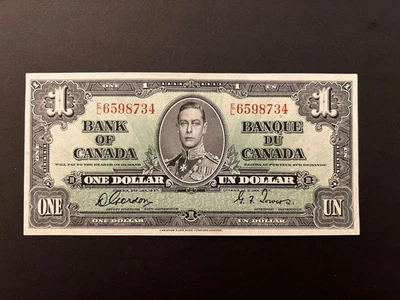 1937 BANK OF CANADA ONE 1 DOLLAR BILL GORDON/ TOWERS- EL 6598734 “Broken Ladder - Image 1 of 4