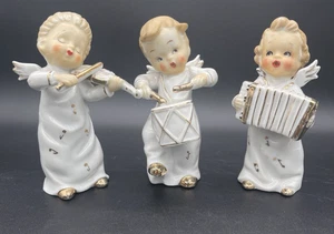 Vintage Wales? Angel Boys Drummer Accordion & Violin Figurine Porcelain Set of 3 - Picture 1 of 8