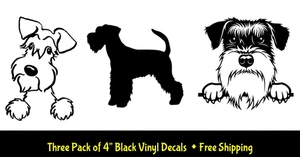 Schnauzer Dog 3 PACK 4" Black Vinyl Decals Car Window Laptop Tablet Notebook - Picture 1 of 2