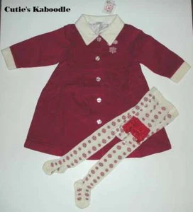 NWT HANNA ANDERSSON Holiday Red Coat Dress Ruffle Tights 2pc Set 2T 3T 90 TWINS - Picture 1 of 1