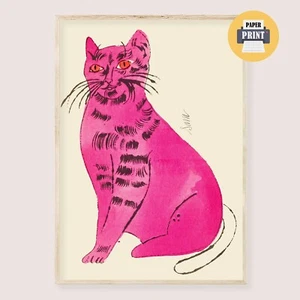 Pink Cat Andy Warhol Print A3 size - Pop Art Cats Name Sam Warhol Posters Cat - Picture 1 of 2