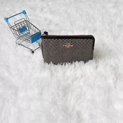 Monedero Coach Muñequera Esquina Cremallera Legado Jacquard Negro Leche F13311 Foto 1 de 4