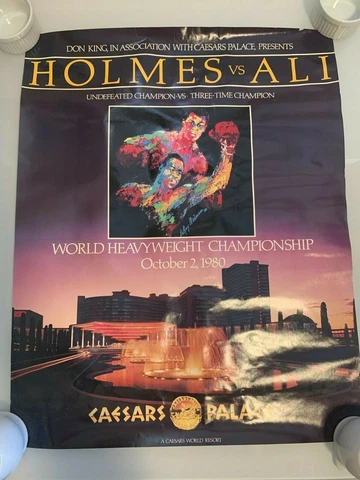 OEM Leroy Neiman Poster Ali vs Holmes Boxing 1980 Caesars Palace Unframed RARE Cover
