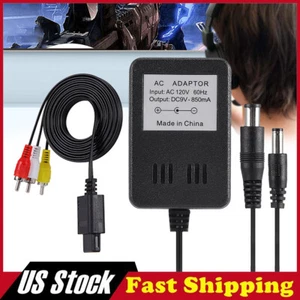 AC Power Supply + Audio Video RCA AV Cable Adapter For Super Nintendo SNES Game - Picture 1 of 9