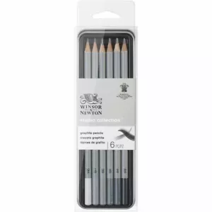 Winsor & Newton Studio Collection Graphite Pencil Tin 6/Pkg - Picture 1 of 4