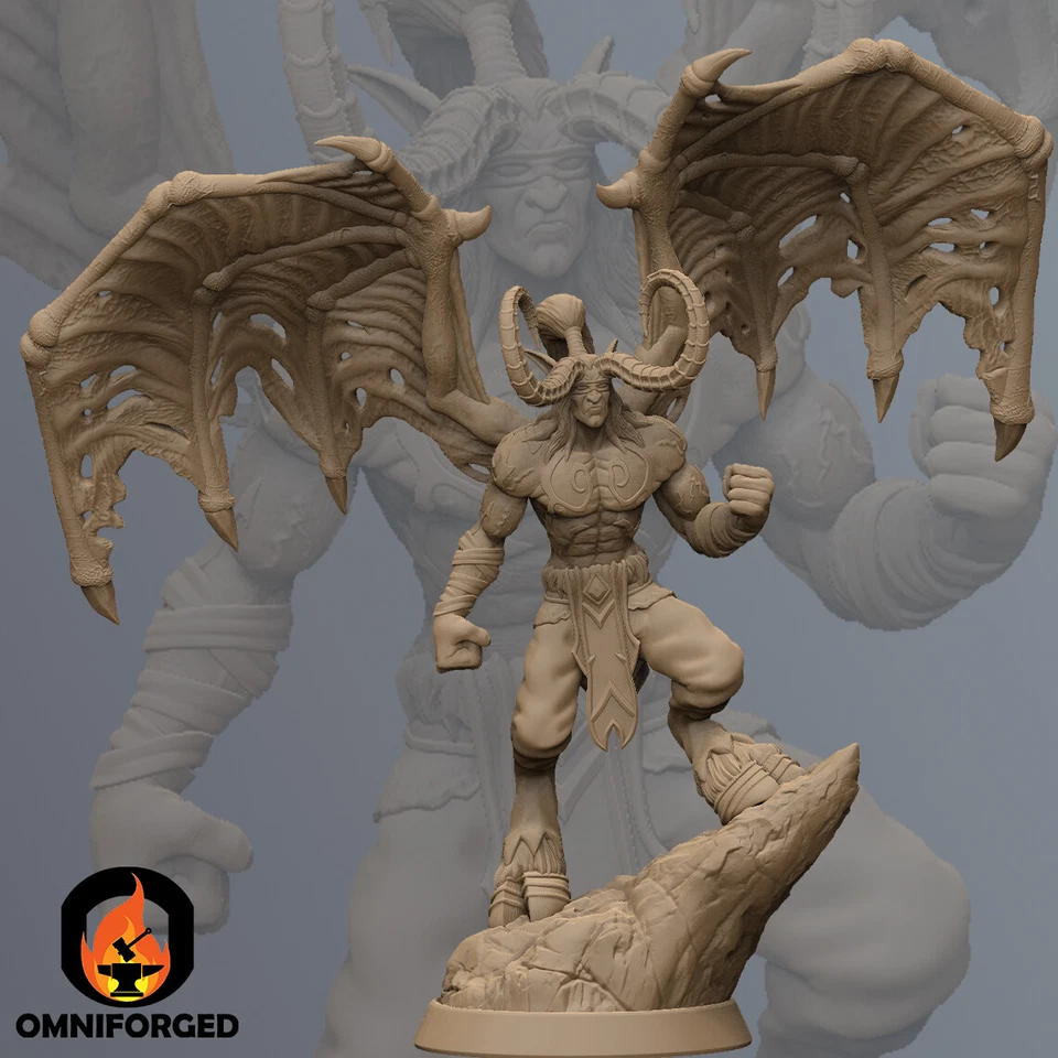 Illidan Stormrage Demon Warcraft Miniature 3D Printed Resin Figure - Image 1 of 1